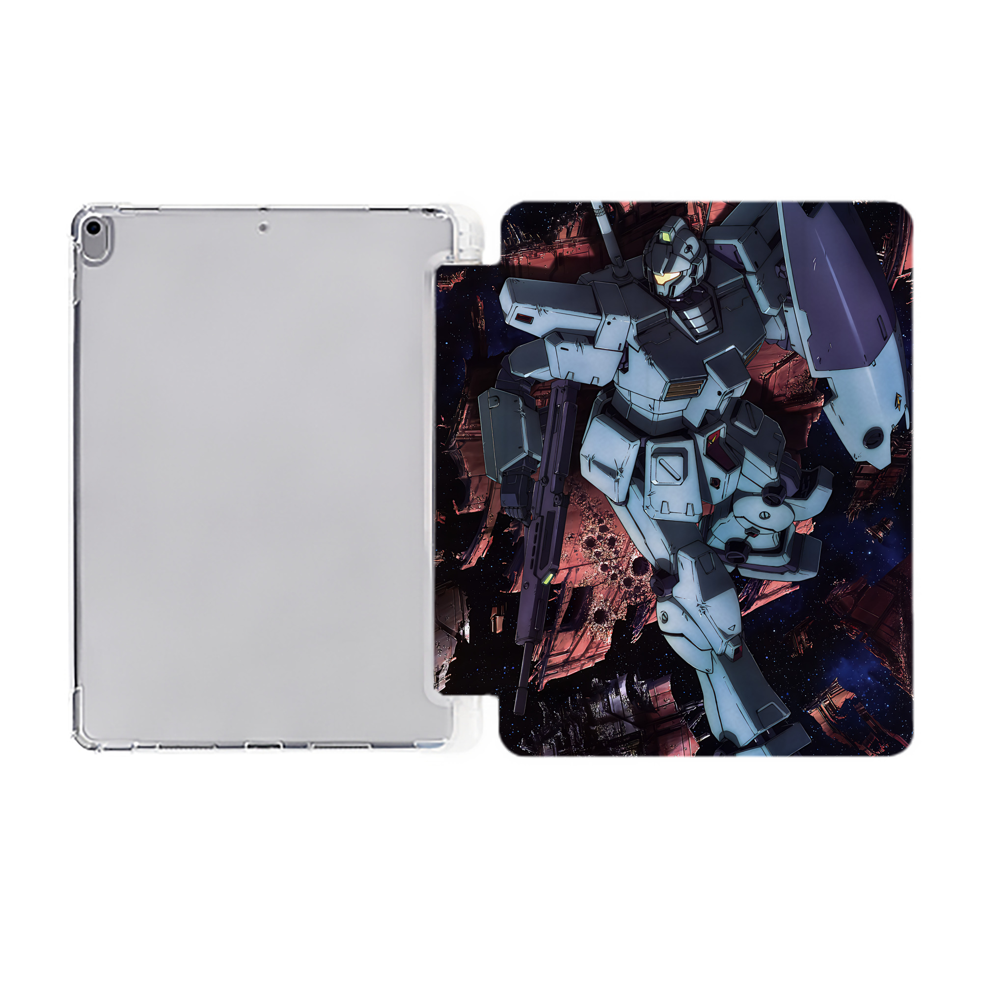 （画像用） 機動戦士ガンダム Mobile Suit Gundam IPad ケース ペン収納付き 三つ折りスタンド PUレザー×シリコン 対応機種9.5/10.5/10.9インチ